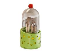 Porte-brosse de maquillage couvert, porte-gobelet pour pinceaux de maquillage, joli organisateur de pinceaux de maquillage avec couvercle transparent | Pot de rangement de fournitures d'art avec peril