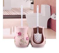 Porte-Brosse de Toilette en Fil de nylonPivoine Rose Balai de Toilette,Antibactérienne balayette WC Ensemble Brosse de Toilettes à Manche Long avec Support Hygiénique sans Rayures et Trace Au Sol