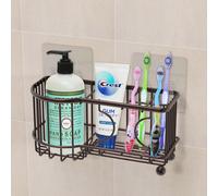 Porte-brosse dents adh sif mural 6 compartiments Simple Houseware, bronze