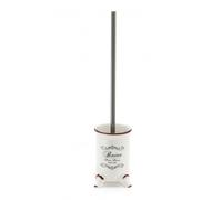 PORTE-BROSSE SHABBY CHIC EN CÉRAMIQUE BLANCHE DÉCORÉE AMELIA