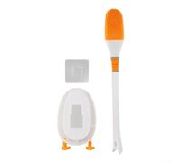 Porte-brosse WC activé par gravité associé à une brosse en silicone conçue en forme de canard pour un rangement sans couture et un nettoyage complet de la surface (blanc)