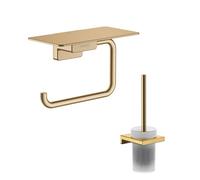 Porte-brosse WC HANSGROHE Addstoris + Porte-papier WC avec tablette bronze brossé