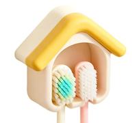 Porte-Brosses À Dents Salle De Bain Fixation Murale Forme Maison Double | Rangement Brosses À Dents Salle De Bain Pour Maison Intérieur Hôtel Dortoir Appartement Location Jaune