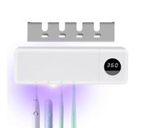 Porte-brosses à dents, support de brosse à dents UVC de 21,6 cm pour support mural, organiseur de rangement rechargeable avec séchage à l'air, affichage numérique, accessoires de salle de bain pour la
