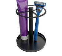 Porte-brosses à dents, support de rangement à 4 compartiments | Support ventilé pour brosses à dents électriques avec bac d'égouttement | Rangement du dentifrice et des accessoires de lames de rasoir