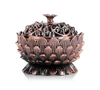 Porte-brûleur d'encens en Forme de Lotus Brûleur d'encens en Alliage Vintage Backflow Smoke Stick Porte-cône Décoration de la Maison pour Le Bureau,Brûleur d'encens à écran de Charbon de Bois, Le