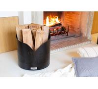 Porte bûche rond Essentiel avec roulettes Noir