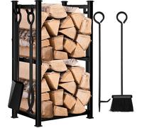 Porte-Bûches - Amagabeli - Grande Capacité - Fer Forgé - 4 Outils Inclus - Résistant à la Rouille