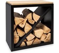 blumfeldt - Rangement pour Bois de Chauffage, Banc, pour l'intérieur et l'extérieur, Planche de Bambou, Carré - Noir
