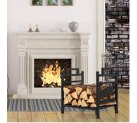 Porte Bûches Cheminée-COSTWAY-Porte Bûches en Métal Pieds Réglables & Surélevés Montage 3s Sans Vis Intérieur 44 x 33 x 38CM