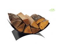 Porte Bûches Demi-Lune En Acier Noir 44x28x17cm-Noir-Noir--