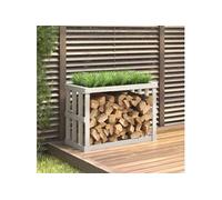 Porte bûches d’extérieur Blanc 108x52x74 cm Bois massif de pin Blanc G