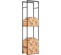 Porte-bûches en métal Outsunny, support robuste pour bois de chauffage avec étagère réglable, étagère de stockage de bois pour cheminée d'intérieur et d'extérieur, 45 x 31 x 170 cm, noir