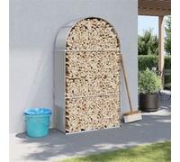 vidaXL Porte-bûches support à bois extérieur 120x45x210 cm acier galvanisé gris clair