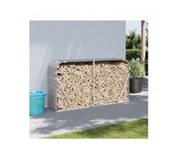 vidaXL Porte-bûches Support à bois de chauffage extérieur avec rangement Gris clair 364554