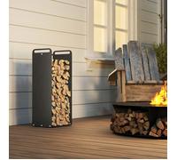 Porte-bûches intérieur range-bûches intérieur avec poignées résistant à la rouille à l'usure 36 x 30 x 90 cm acier noir