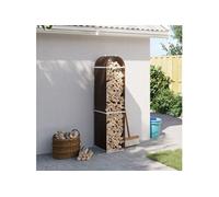 Porte bûches marron 40x45x170 cm acier galvanisé