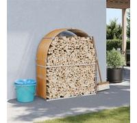 vidaXL Porte-bûches avec rangement aspect bois acier galvanisé 120x45x140 cm