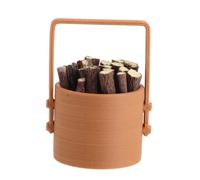 Porte-bûches Miniature 1: 12 en Plastique avec Seau à Cendres | Ensemble Vintage avec Couvercle et Poignée, Bûches, Charbon et Support, Décor Mat pour Vitrines, Dioramas et Collectionneurs