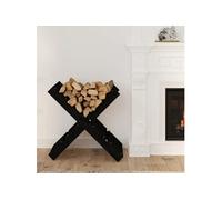 Porte bûches Noir 47x39,5x48 cm Bois massif de pin