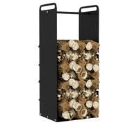 Porte-bûches - Outsunny - avec poignées supérieures - résistant à la rouille et à l'usure - 37 x 30 x 90 cm - acier - noir