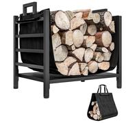 Porte-bûches - Outsunny - avec transporteur en tissu Oxford 600D amovible - intérieure - 49l x 34P x 44H cm - métal, noir