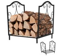 Porte-bûches pour bois de cheminée COSTWAY - Style simple en acier noir - Charge 60 kg - Intérieur et extérieur