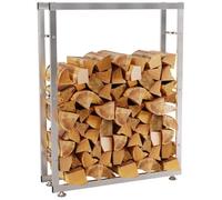 Porte-bûches pour bois de cheminée Keri en acier inoxydable solide et moderne Acier inoxydable-25x80x125 cm
