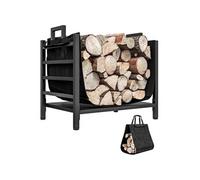 Porte-bûches - Outsunny - avec transporteur en tissu Oxford 600D amovible - intérieure - 49l x 34P x 44H cm - métal, noir