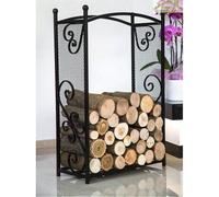 Porte Bûches Rectangulaire En Acier Noir "cherry" 90x60x25 Cm
