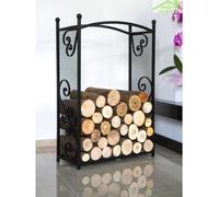 Porte Bûches Rectangulaire En Acier Noir "Cherry" 90x60x25 Cm