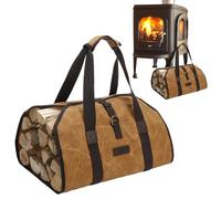 Porte-bûches robuste, fourre-tout de transport de bois de chauffage, transporteur de 38,19 x 17,72 x 0,39 pouces avec poignées renforcées, sac de rangement en toile imperméable, équipement de camping