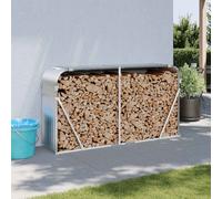 vidaXL Porte-bûches, Support à Bois de Chauffage avec Rangement, Étagère à Bois de Chauffage Extérieur, Argenté 180x45x100 364594