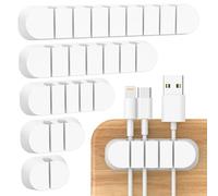 Porte-câbles Clips de câbles, 5 pièces de gestion de câbles, Avec 2 couleurs de kabel organizer pour bureau, câbles d'alimentation, câbles de charge USB, chargeurs, câbles audio