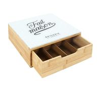 Porte capsule en bois et verre 30x30 cm BROOKLYN marron et blanc