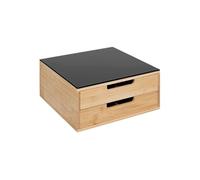 - Porte-Capsules 2 Tiroirs "Black Bambou" 30cm Naturel