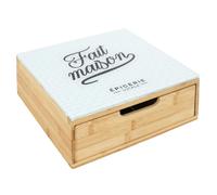 Home Deco Factory Porte-capsules tiroir Brooklyn KA5953 Bois/verre 30x10x30 cm Marron/Blanc