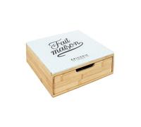 HOME DECO FACTORY, KA5953, Porte Capsules Tiroir en Bois et Verre, Rangement Organisé pour Café et Thé, Design Moderne, Facile à Entretenir, Dimensions 30x10x30 cm, Couleur Marron et Blanc