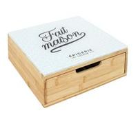 Home Deco Factory Porte-capsules tiroir Brooklyn KA5953 Bois/verre 30x10x30 cm Marron/Blanc