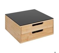 5five Porte-capsules BlackBamboo 2 tiroirs bambou, séparateurs modulables, rangement dosettes beige