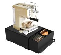 Porte-capsules de café, 27,5 x 22,2 x 11,5 cm, avec tiroir, fabriqué en acier au carbone, capacité de charge de 11 kg, organisateur de café pour machine à café, mixeur, bouilloire