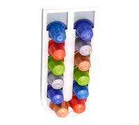 Porte-capsules de café à 12 emplacements, 24 x 9,4 cm, organiseur en plastique pour alternative, solution de rangement peu encombrante pour la maison et le bureau (blanc)