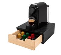 Porte-capsules dosettes avec tiroir, peu encombrant, effet marbre noir, 31 x 31 x 12 cm, tiroir à capsules ou dosettes compatibles avec Nespresso et Dolce Gusto, sachets et accessoires, fabriqué en