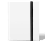 Porte Carte à Collectionner, Classeur Cartes 24 Pages Capacité de 432 Cartes,Étanche Jeu de Farde Carte, Sangle Elastique Empêche la Carte de Tomber(Blanc)