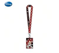 Porte-carte à cordon Disney Minnie Mouse Officiel - Rouge à Pois Blancs en Jean, Thème Toon, Accessoire Personnage et Cadeau