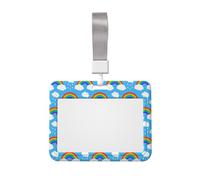 Porte-carte arc-en-ciel en forme de goutte de pluie - Porte-badge élégant avec lanière pour homme et femme, porte-carte d'identité pour personnel de bureau, matériau ABS (horizontal 8 cm x 10 cm).