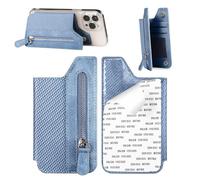 Porte-carte arrière pour téléphone - Étui portefeuille à rabat multi-fentes | Pochette zippée pour téléphone portable - Poche à poignée adhésive, rabat gauche droit, pochette pour carte de crédit de v