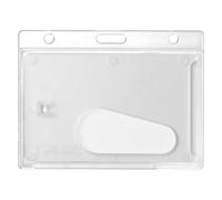 Porte-carte avec trou oblong, Porte-badge transparent horizontal en plastique rigide, Pochettes pour cartes d’identification et badge