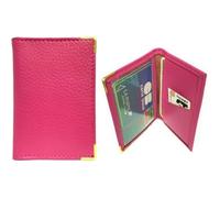 Porte carte crédit simple 1 à 2 carte + étui carte RFID, compact plat en cuir, pour carte Navigo, bancaire LOLUNA® (Fuchsia)