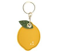 Porte-carte d'accès en cuir, d'accès à la carte Bag de soupçon de dessin | Mignon portable Carte d'accès Protecteur Clé Pendeur de sac d'anneau pour hommes Citron
